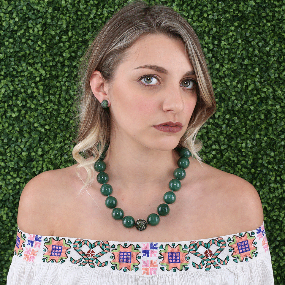 YOSSI HARARI-Libra Green Agate Necklace-GILVER