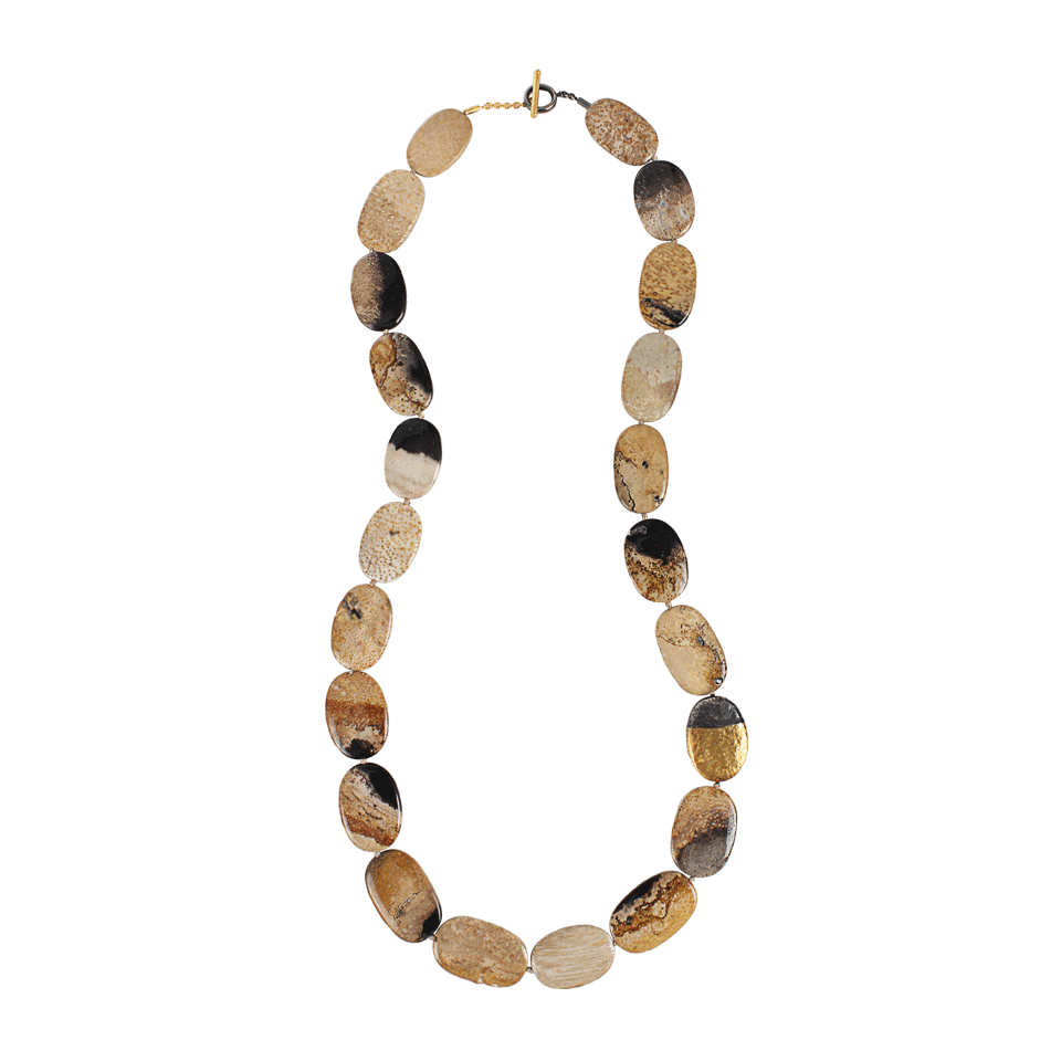 YOSSI HARARI-Libra Jasper and One Half Dipped Gold Bead Necklace-GILVER