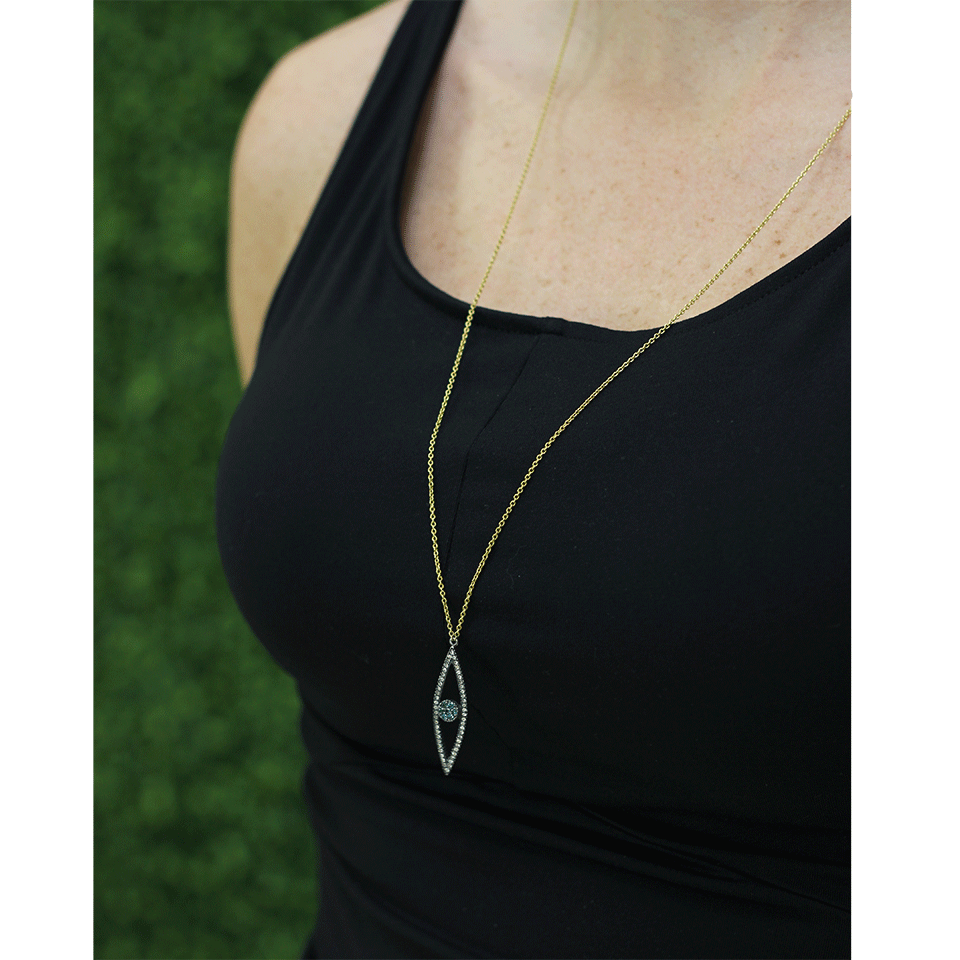 YOSSI HARARI-Lilah Evil Eye Diamond Necklace-GILVER