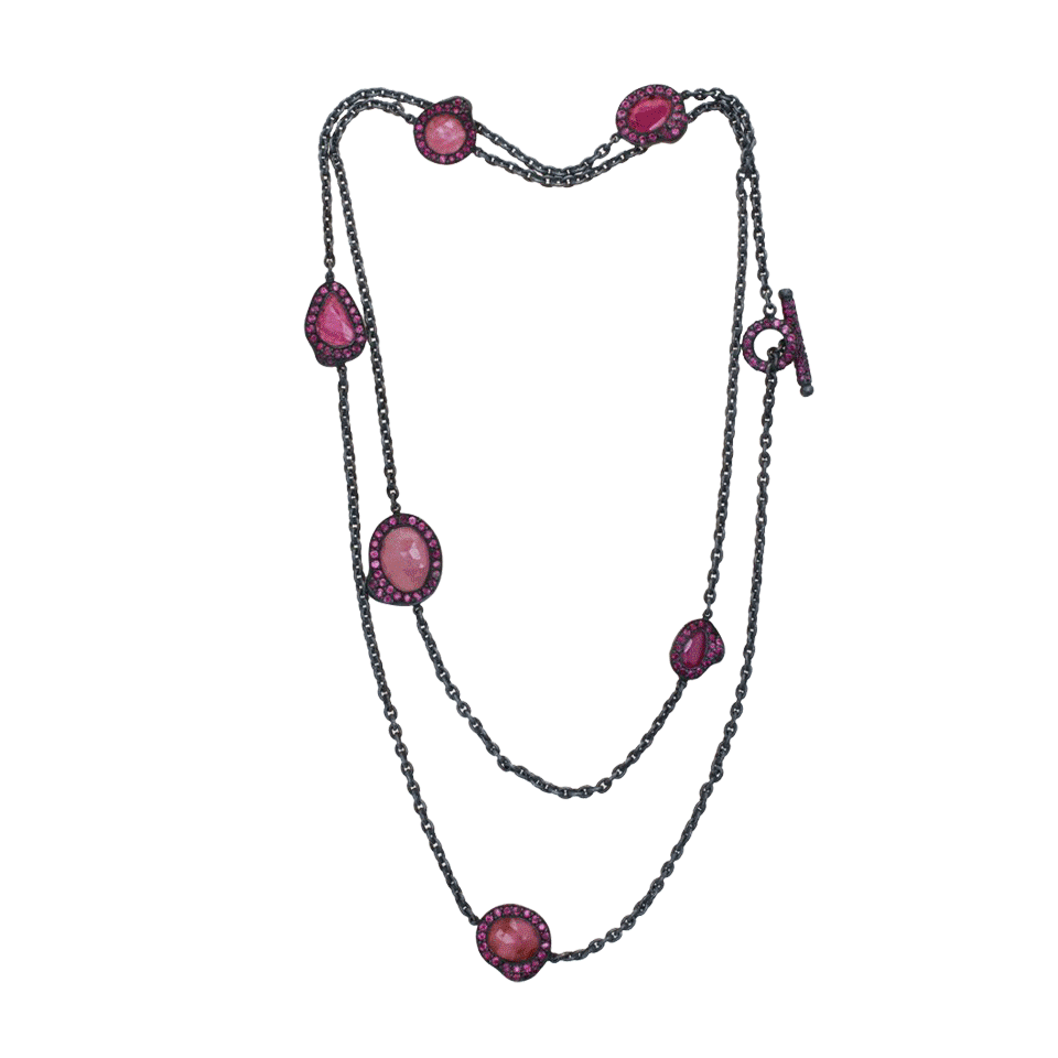 YOSSI HARARI-Lilah Ruby Slice Chain Wrap Necklace-GILVER