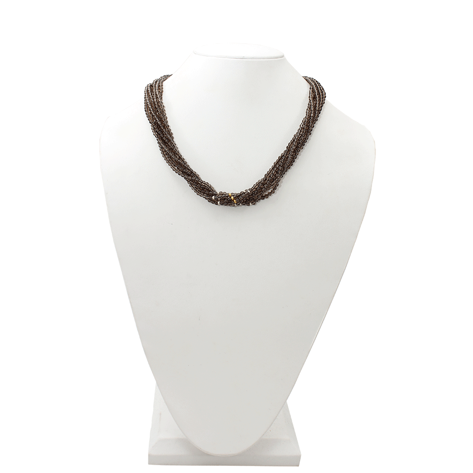 YOSSI HARARI-Seven Strand Smokey Quartz Cone Necklace-GILVER