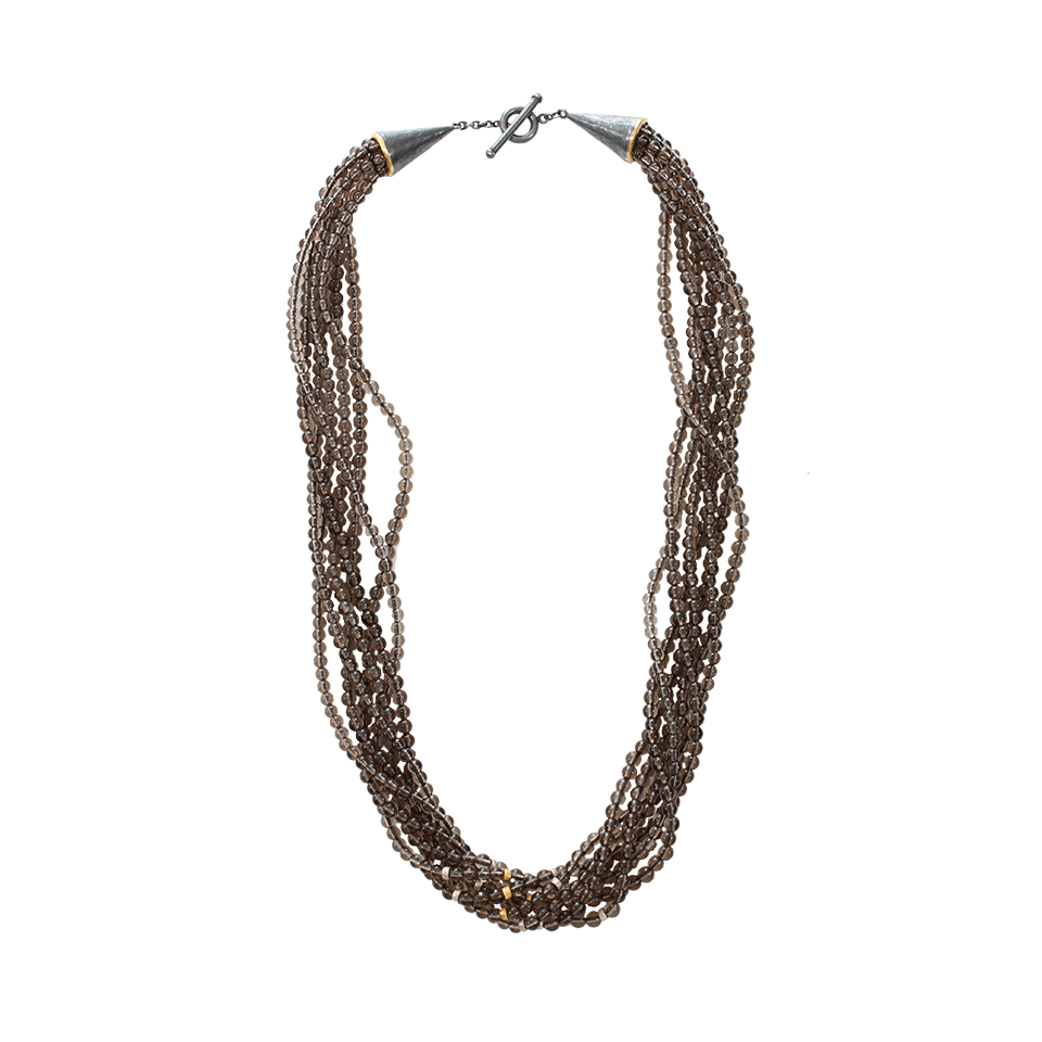 YOSSI HARARI-Seven Strand Smokey Quartz Cone Necklace-GILVER