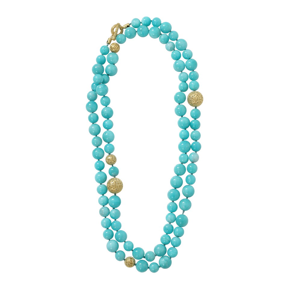 YOSSI HARARI-Amazonite Lace Wrap Necklace-YELLOW GOLD