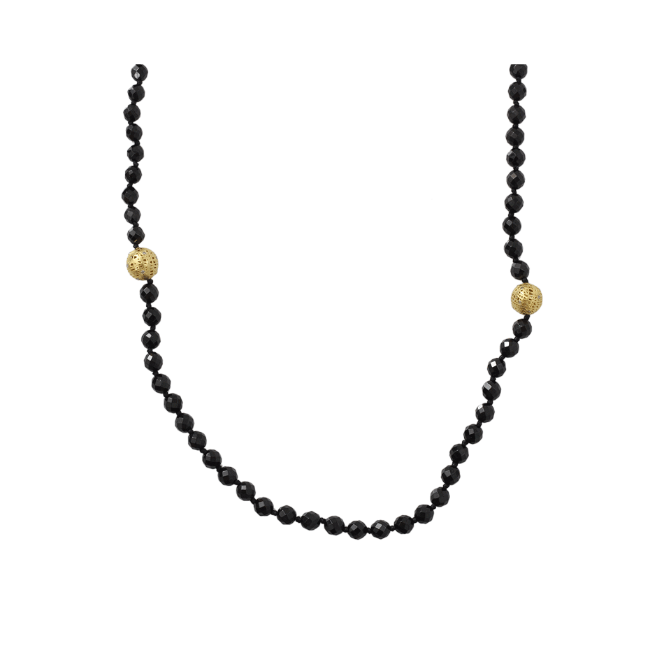 YOSSI HARARI-Black Spinel Lace Wrap Necklace-YELLOW GOLD