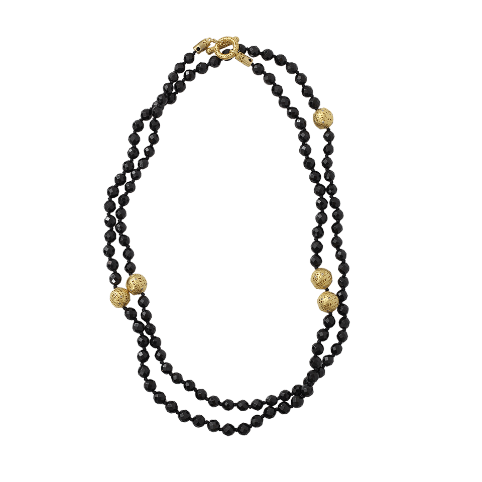 YOSSI HARARI-Black Spinel Lace Wrap Necklace-YELLOW GOLD