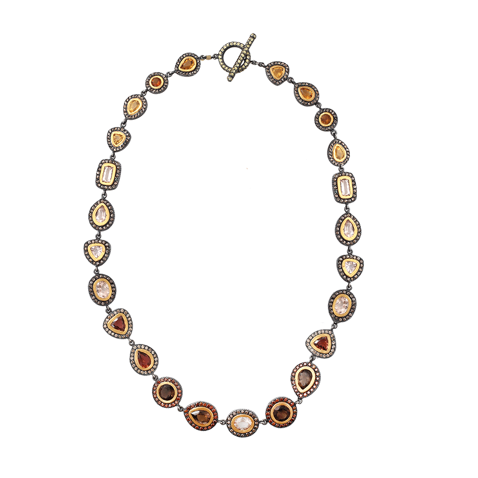 YOSSI HARARI-Carmen Ella Citrine And Sapphire Necklace-YELLOW GOLD