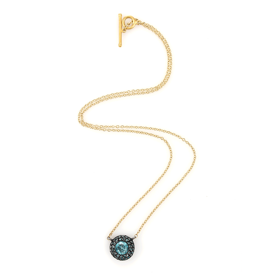 YOSSI HARARI-Clara Blue Diamond Pendant Necklace-YELLOW GOLD