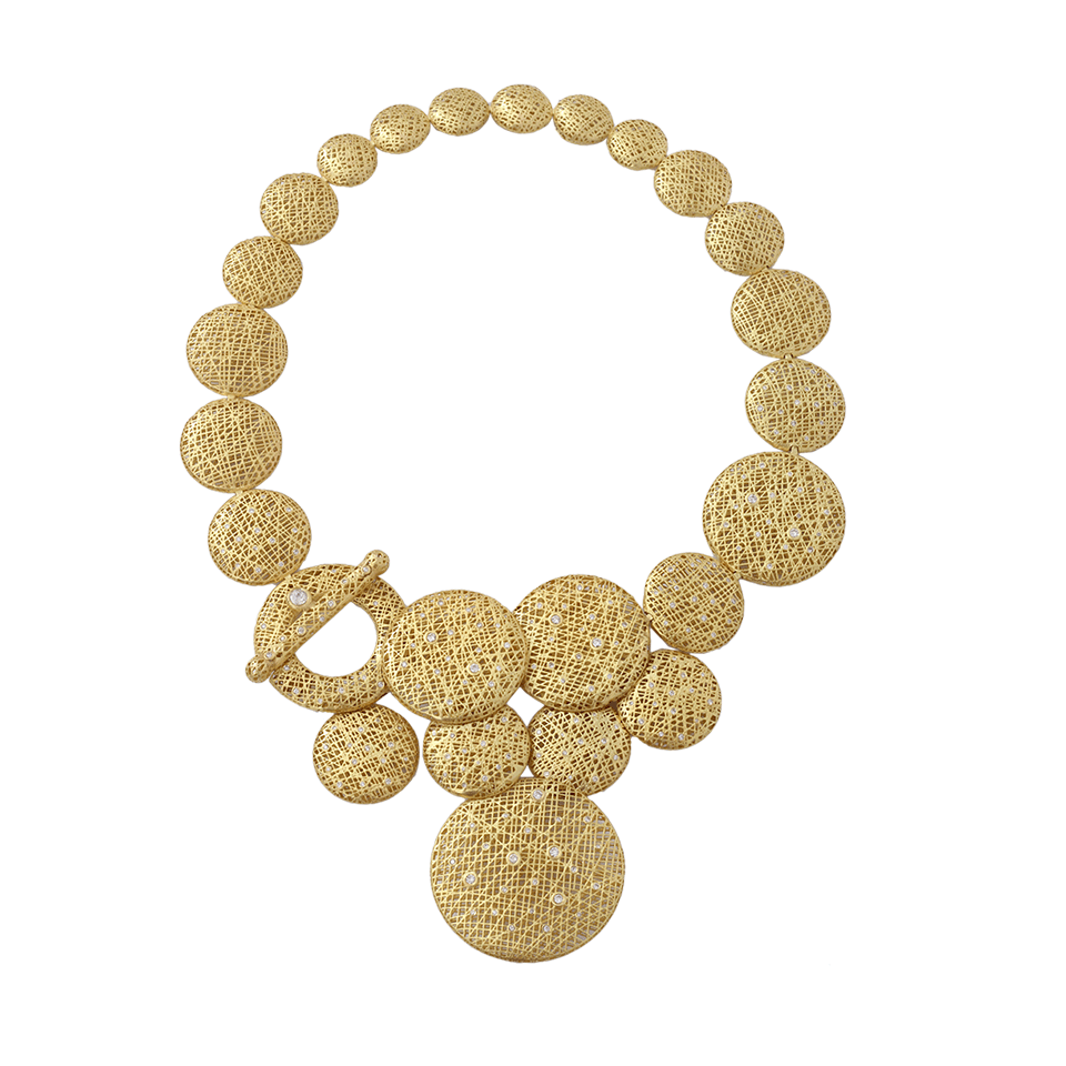 YOSSI HARARI-Lace Chandelier Necklace With Diamonds-YELLOW GOLD