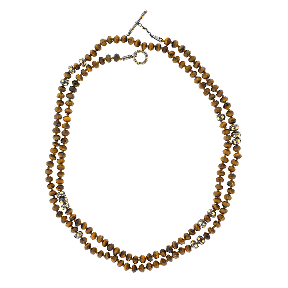 YOSSI HARARI-Libra Tiger Eye Wrap Necklace-YELLOW GOLD