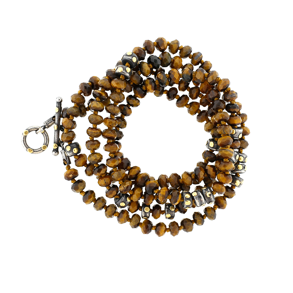 YOSSI HARARI-Libra Tiger Eye Wrap Necklace-YELLOW GOLD