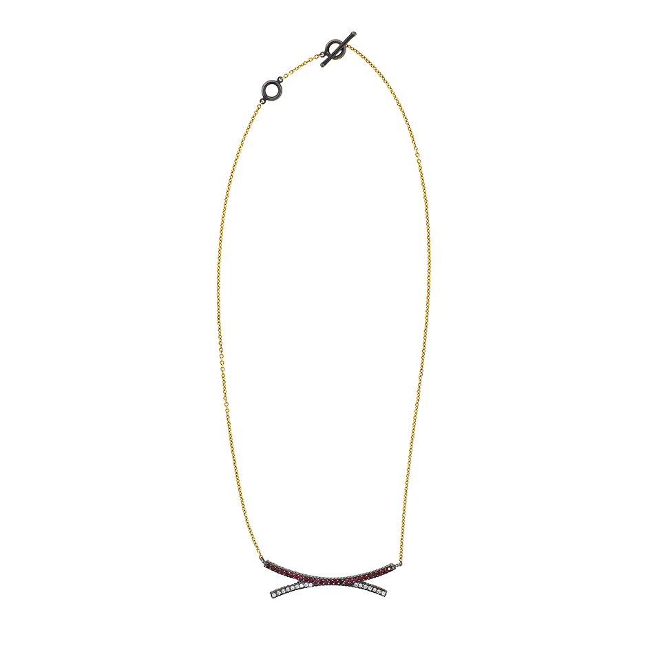 YOSSI HARARI-Lilah Criss Cross Necklace-YELLOW GOLD