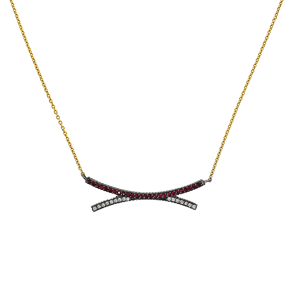 YOSSI HARARI-Lilah Criss Cross Necklace-YELLOW GOLD