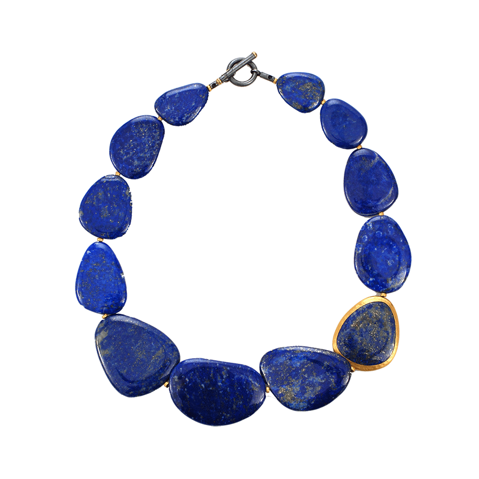 YOSSI HARARI-Melissa Lapis Bead Necklace-YELLOW GOLD