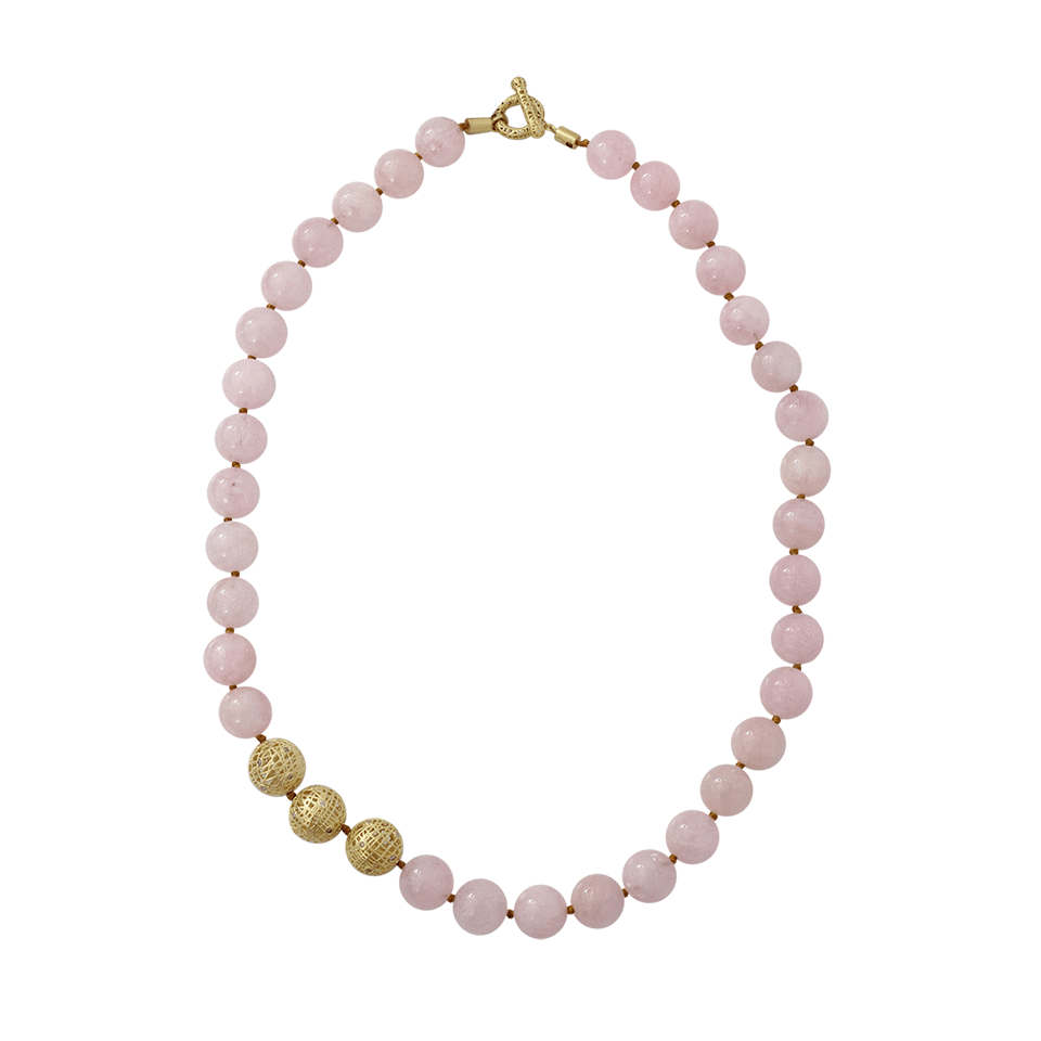 YOSSI HARARI-Morganite And Lace Beaded Necklace-YELLOW GOLD
