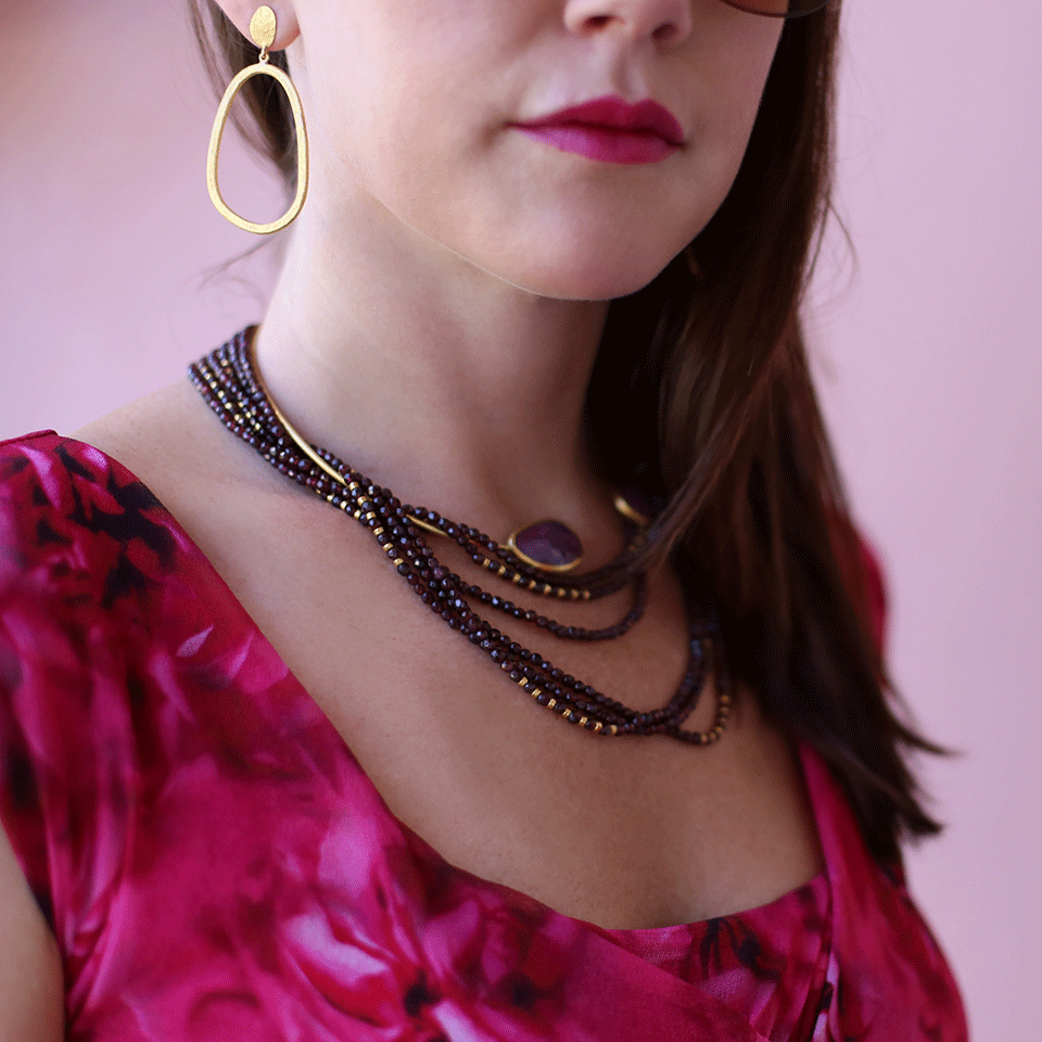 YOSSI HARARI-Red Sapphire Slice Open Choker-YELLOW GOLD