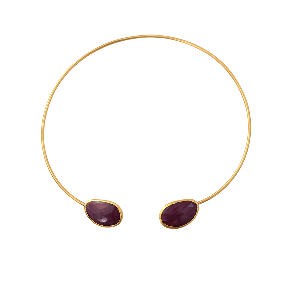 YOSSI HARARI-Red Sapphire Slice Open Choker-YELLOW GOLD
