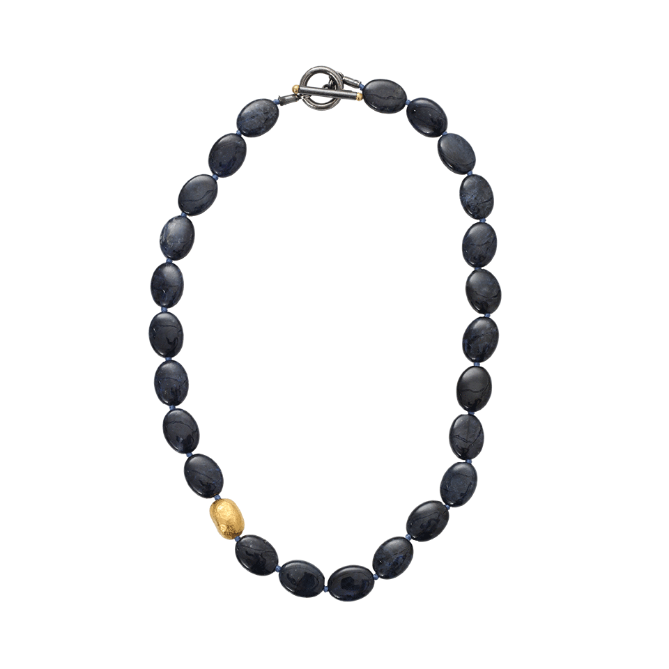 YOSSI HARARI-Roxanne Dark Blue Dumortierite Necklace-YELLOW GOLD