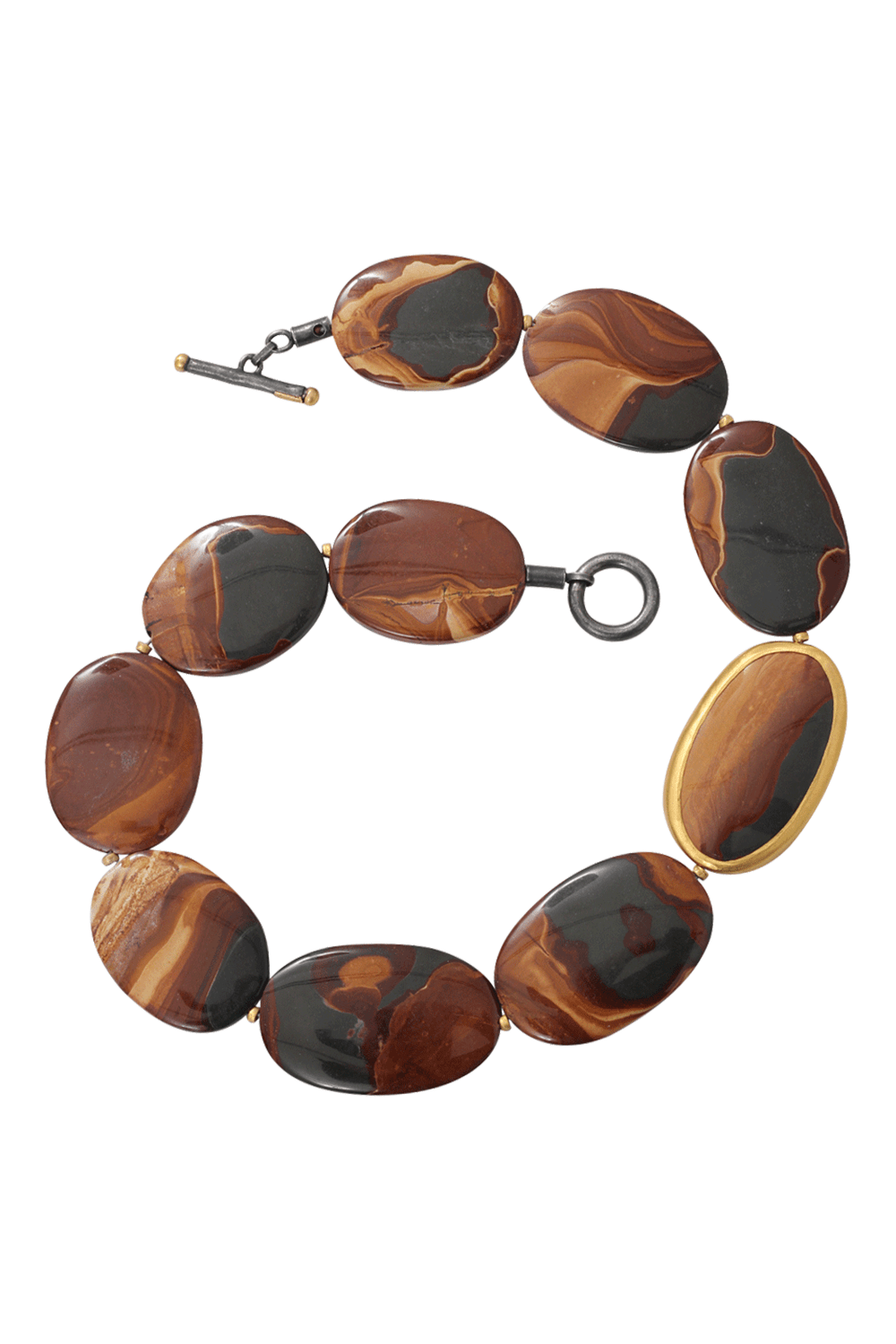 YOSSI HARARI-Tiger Eye Agate Necklace-YELLOW GOLD