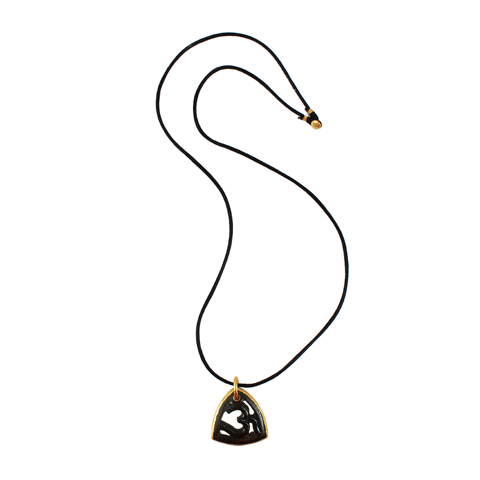 YOSSI HARARI-Green Tourmaline Om Pendant-YELLOW GOLD