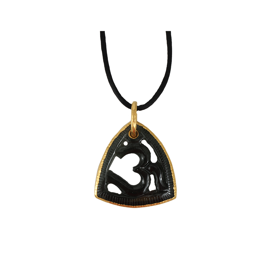 YOSSI HARARI-Green Tourmaline Om Pendant-YELLOW GOLD