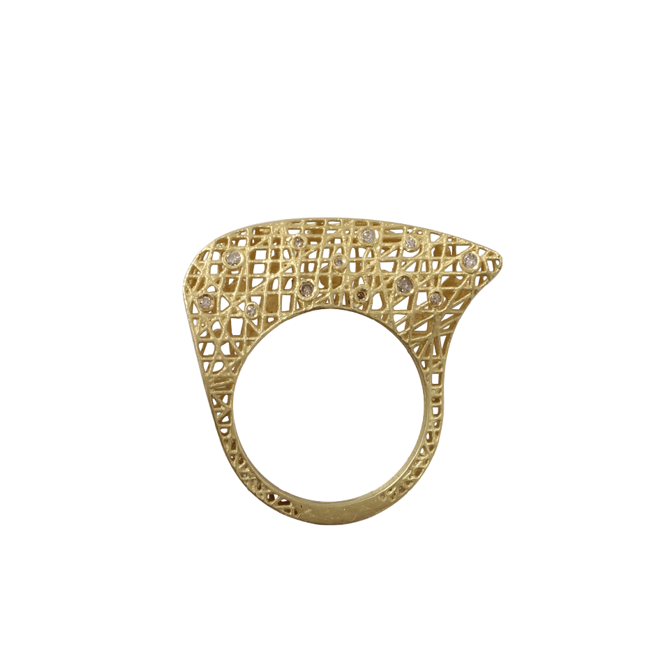 YOSSI HARARI-Lace Structure Diamond Ring-YELLOW GOLD
