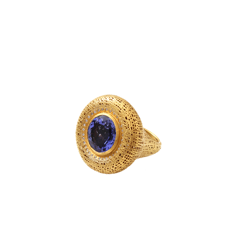 YOSSI HARARI-Lace Tanzanite Ring-YELLOW GOLD