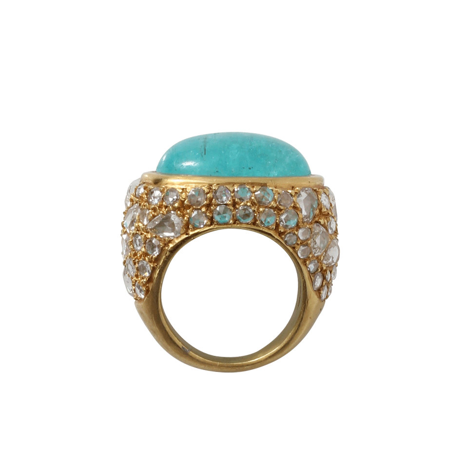 YOSSI HARARI-Paraiba And Diamond Ring-YELLOW GOLD