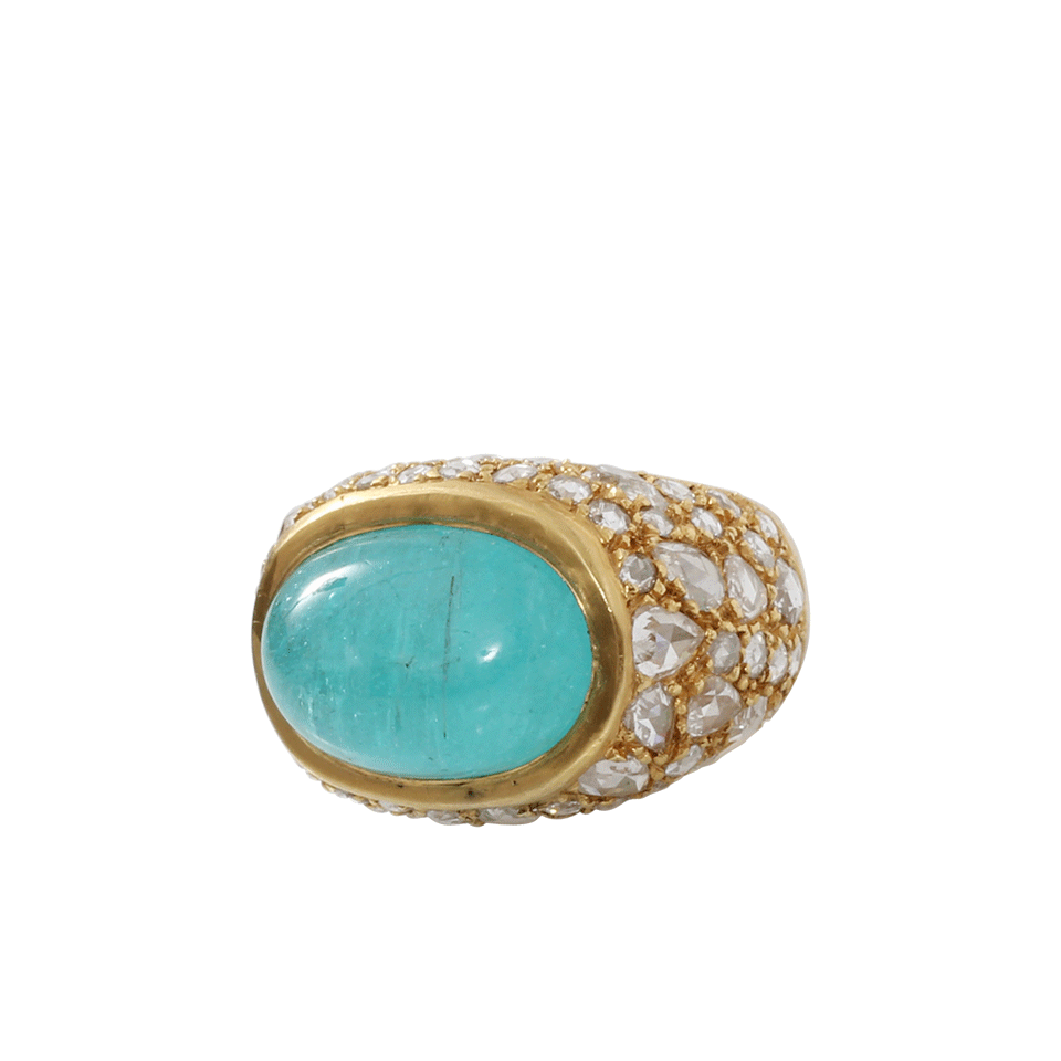 YOSSI HARARI-Paraiba And Diamond Ring-YELLOW GOLD
