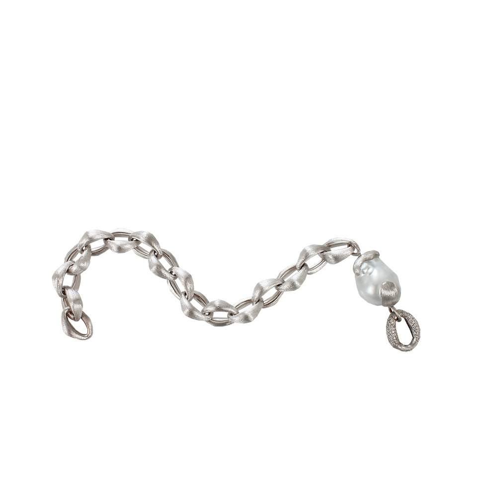 YVEL-White Baroque Fresh Water Pearl Bracelet-WHITE GOLD