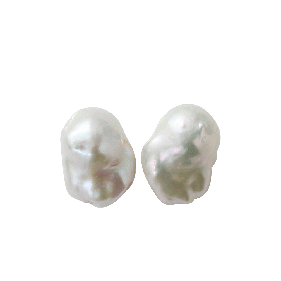 YVEL-Baroque Fresh Water Pearl Stud Earrings-YELLOW GOLD