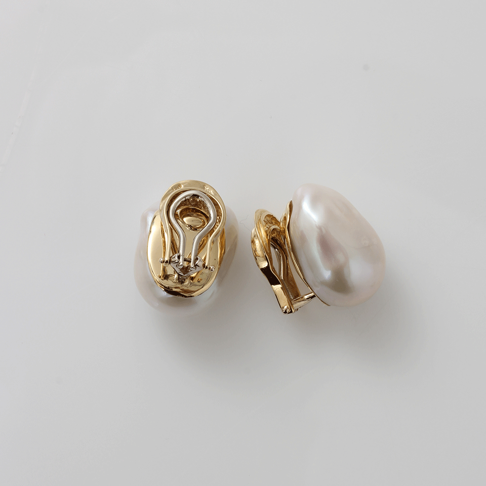 YVEL-Baroque Freshwater Pearl Earrings-YELLOW GOLD