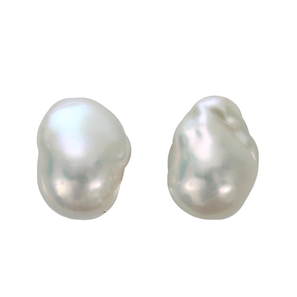 YVEL-White Baroque Fresh Water Pearl Earrings-YELLOW GOLD