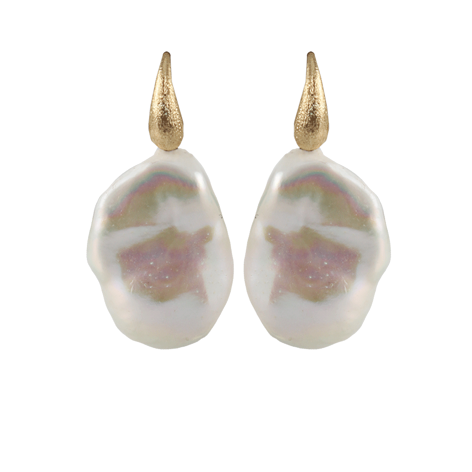 YVEL-White Baroque Fresh Water Pearl Earrings-YLW GOLD