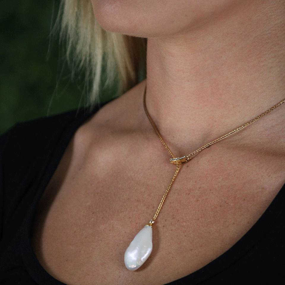YVEL-Baroque Fresh Water Pearl Necklace-ROSE GOLD