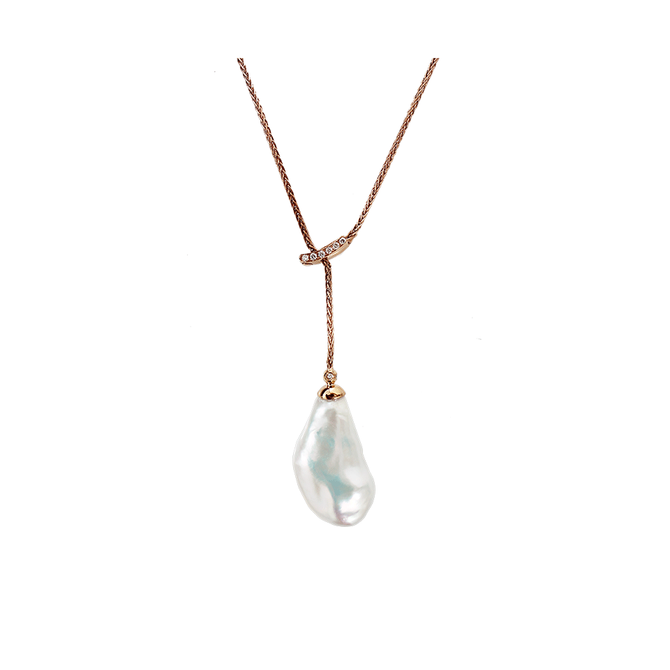 YVEL-Baroque Fresh Water Pearl Necklace-ROSE GOLD