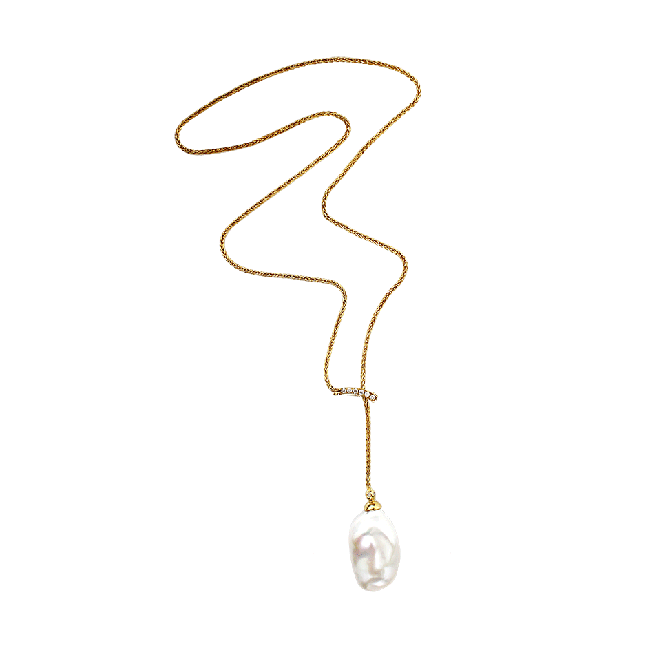 YVEL-Baroque Fresh Water Pearl Necklace-YELLOW GOLD