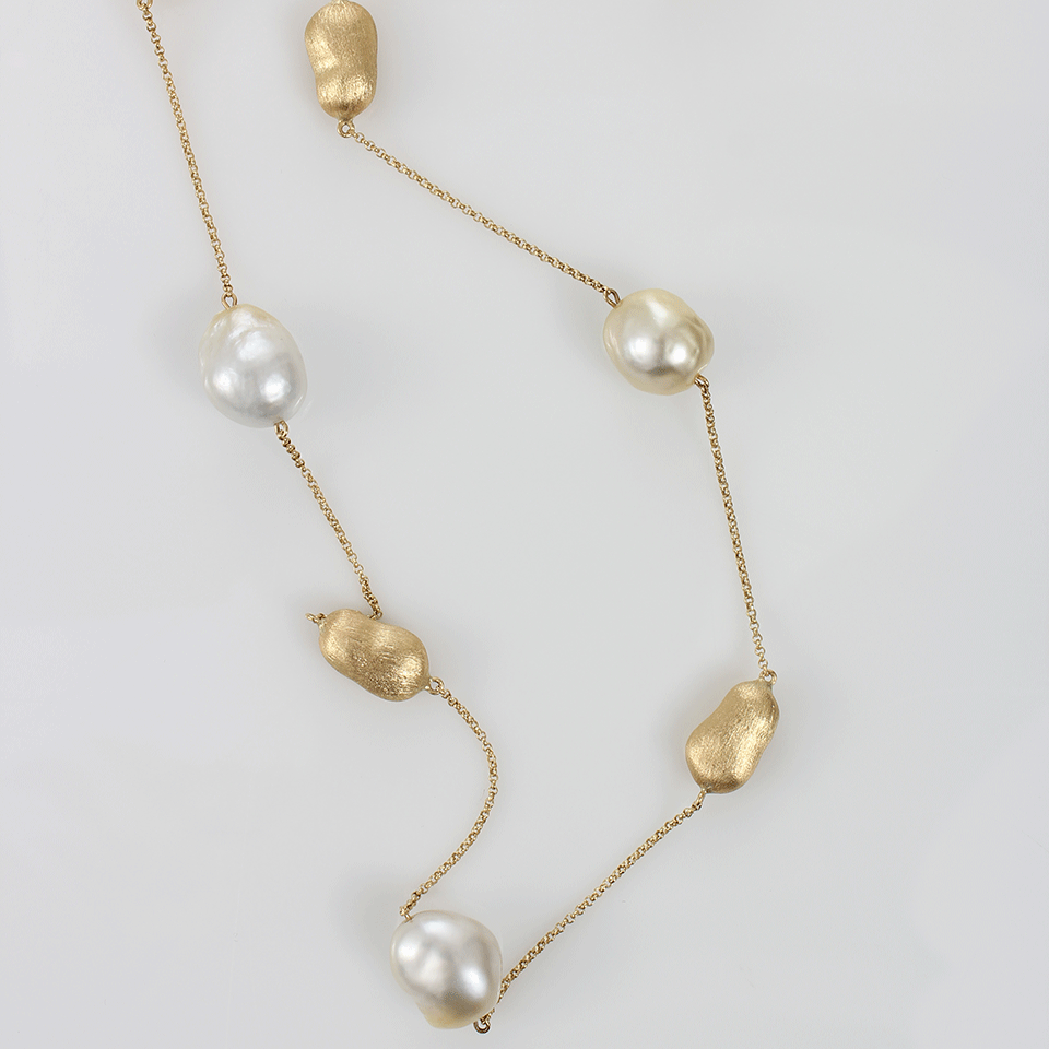 YVEL-Keshi Pearl Station Necklace-YELLOW GOLD
