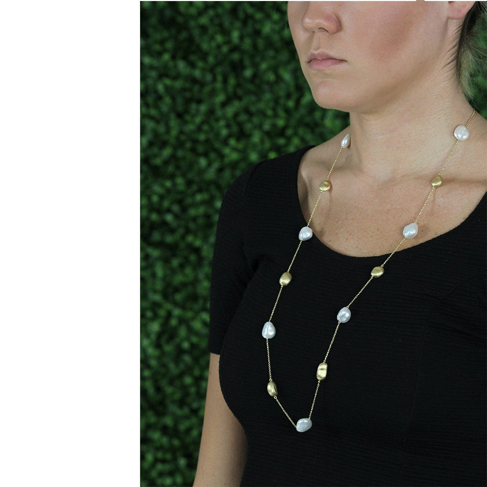 YVEL-Keshi Pearl Station Necklace-YELLOW GOLD