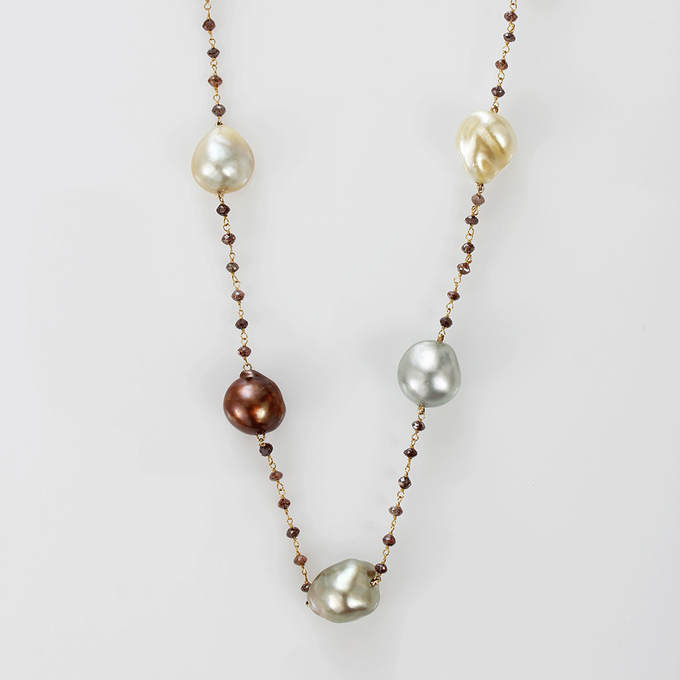 YVEL-Multi Color South Sea Pearl Necklace-YELLOW GOLD