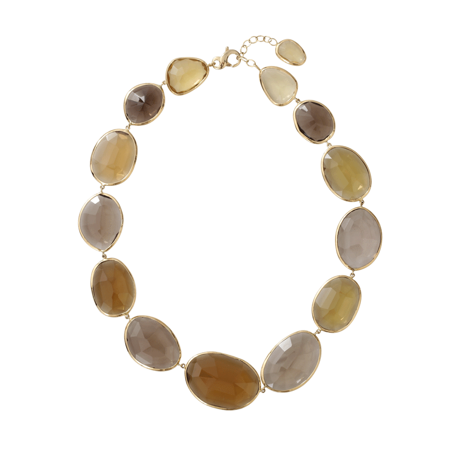 YVEL-Natural Smokey Quartz Necklace-YELLOW GOLD
