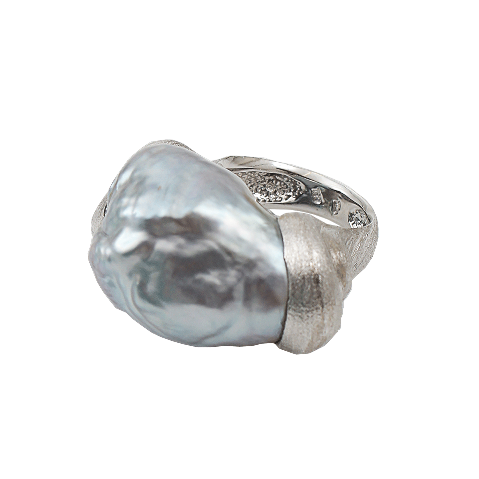 YVEL-Blue Baroque South Sea Pearl Ring-WHITE GOLD