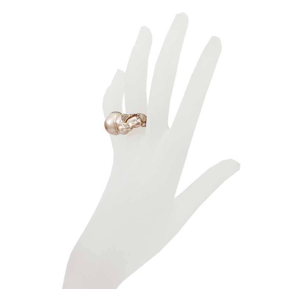 YVEL-Brown Baroque South Sea Pearl Ring-YELLOW GOLD