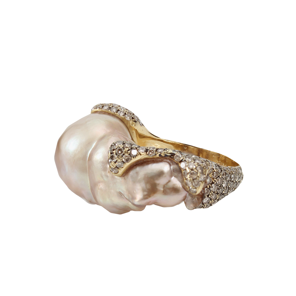 YVEL-Brown Baroque South Sea Pearl Ring-YELLOW GOLD
