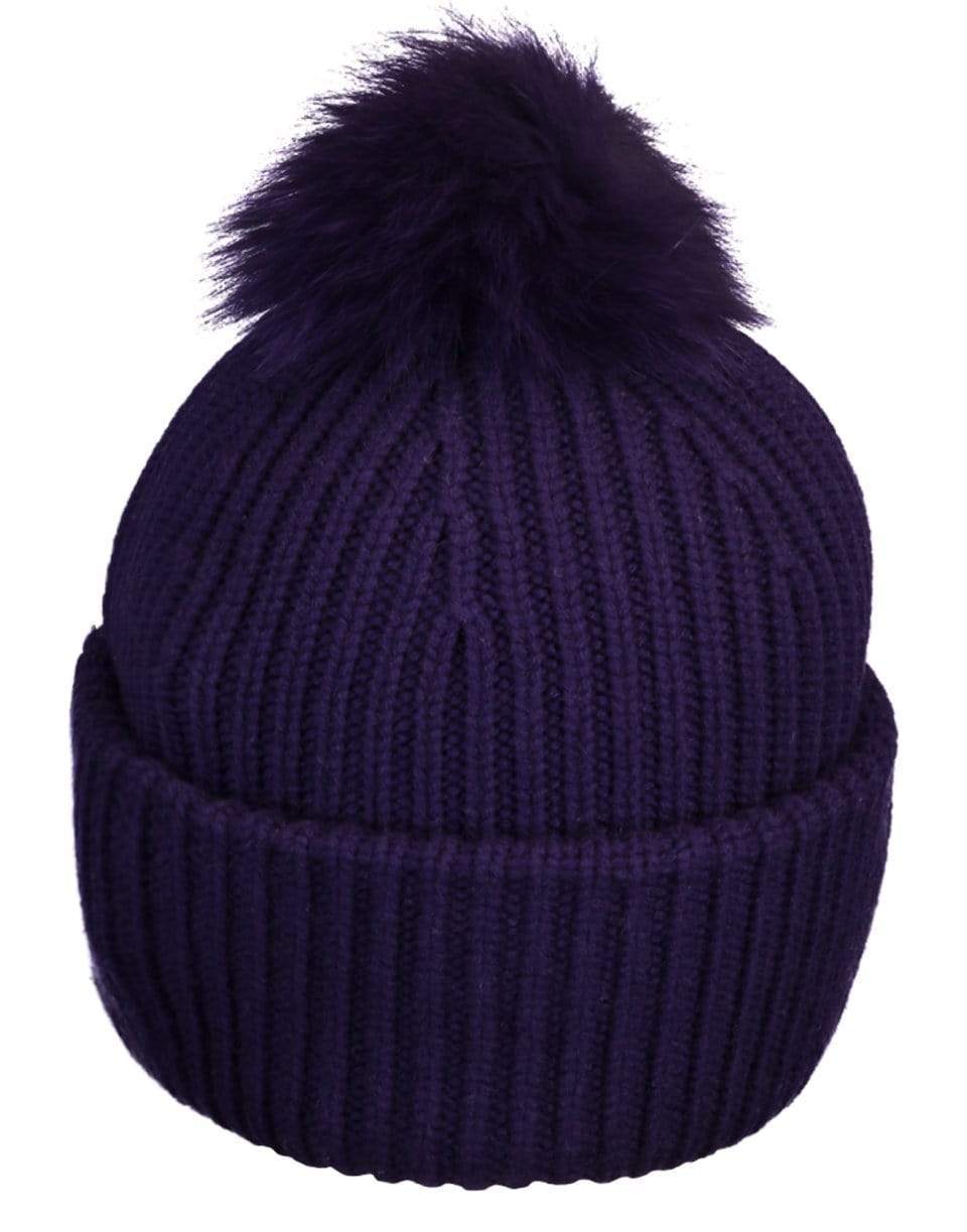YVES SALOMON-Fox Pompom Knit Hat - Prince-PRINCE