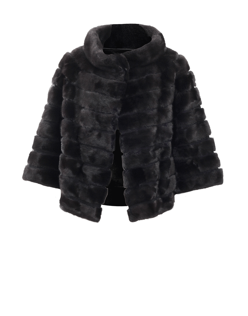 YVES SALOMON-Three-Quarter Sleeve Mink Jacket-BROWN