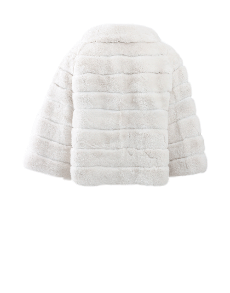YVES SALOMON-Three-Quarter Sleeve Mink Jacket-CHALK