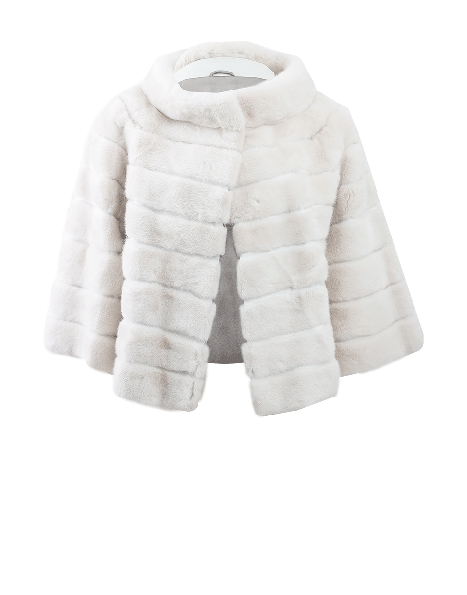 YVES SALOMON-Three-Quarter Sleeve Mink Jacket-CHALK