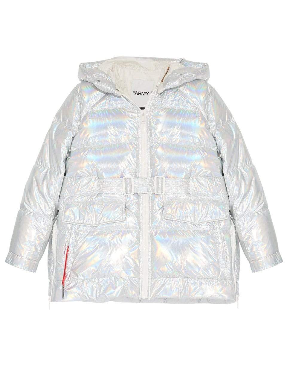 YVES SALOMON-Front Zip Holographic Jacket-