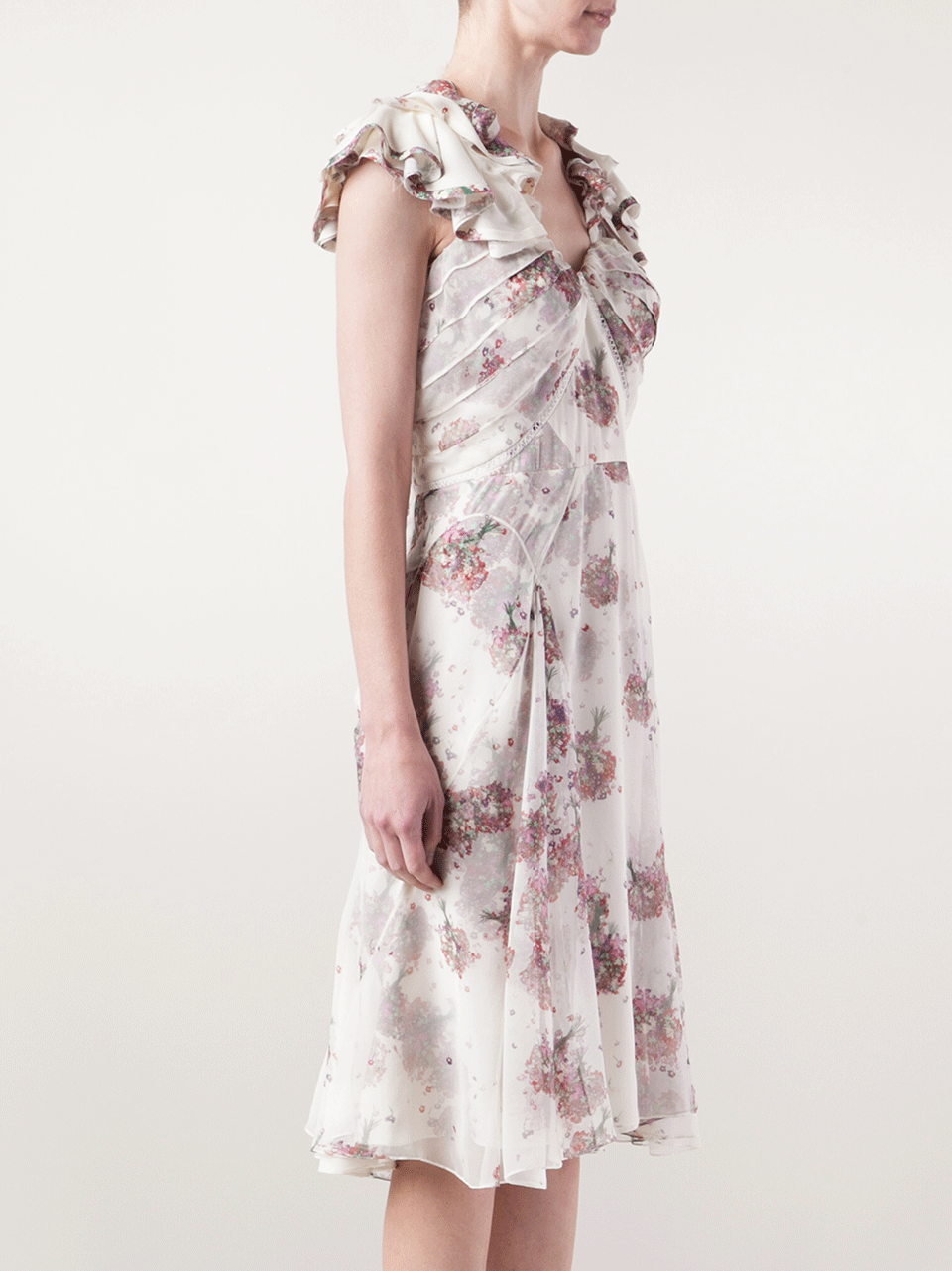 ZAC POSEN-Short Sleeve Print Dress-IVORY