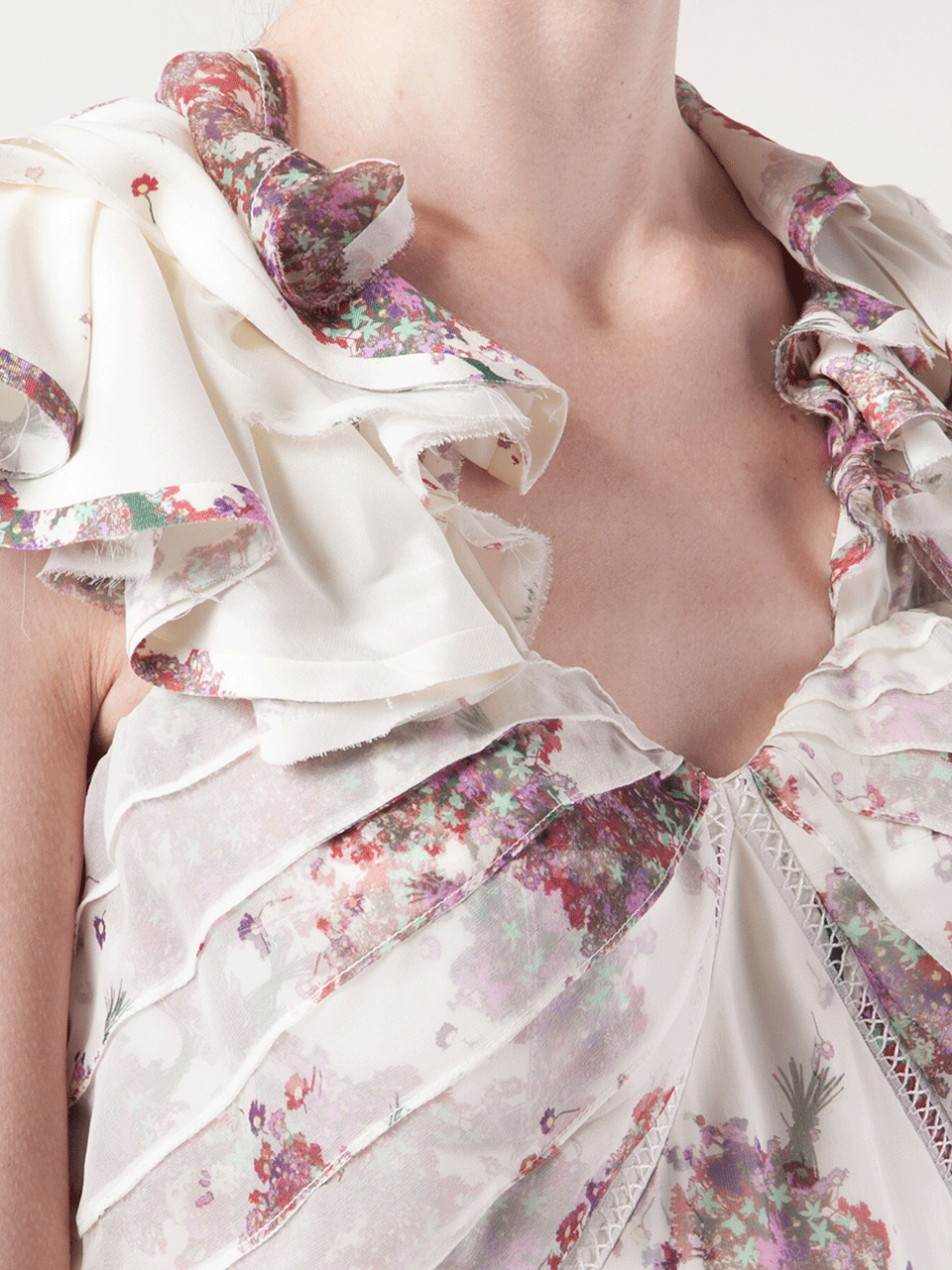 ZAC POSEN-Short Sleeve Print Dress-IVORY
